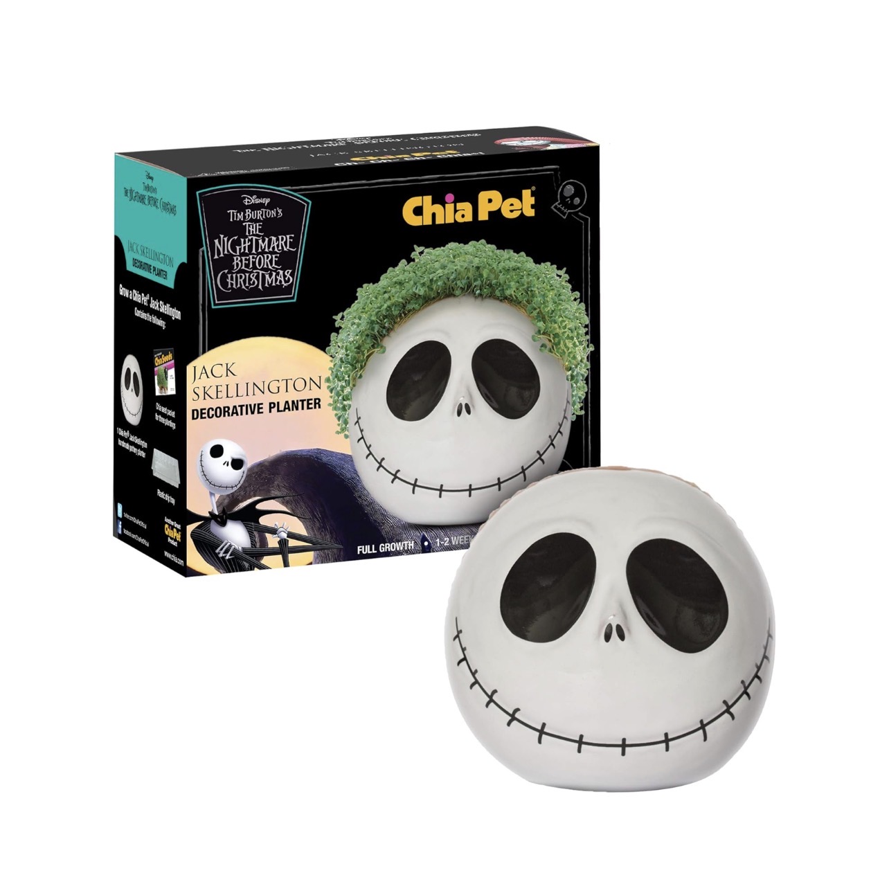 CHIA PET THE NIGHTMARE BEFORE CHRISTMAS JACK SKELLINGTON DECORATIVE POT EASY TO DO FUN TO GROW CHIA SEEDS